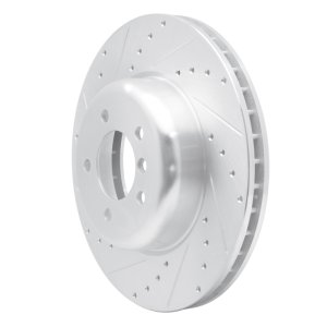 BMW 650I Brake Rotor (1) - Front Left - R1 Concepts - Drilled & Slotted - Silver - `04-`10